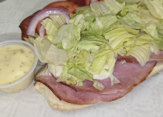 A closeup on a cold sub sandwich